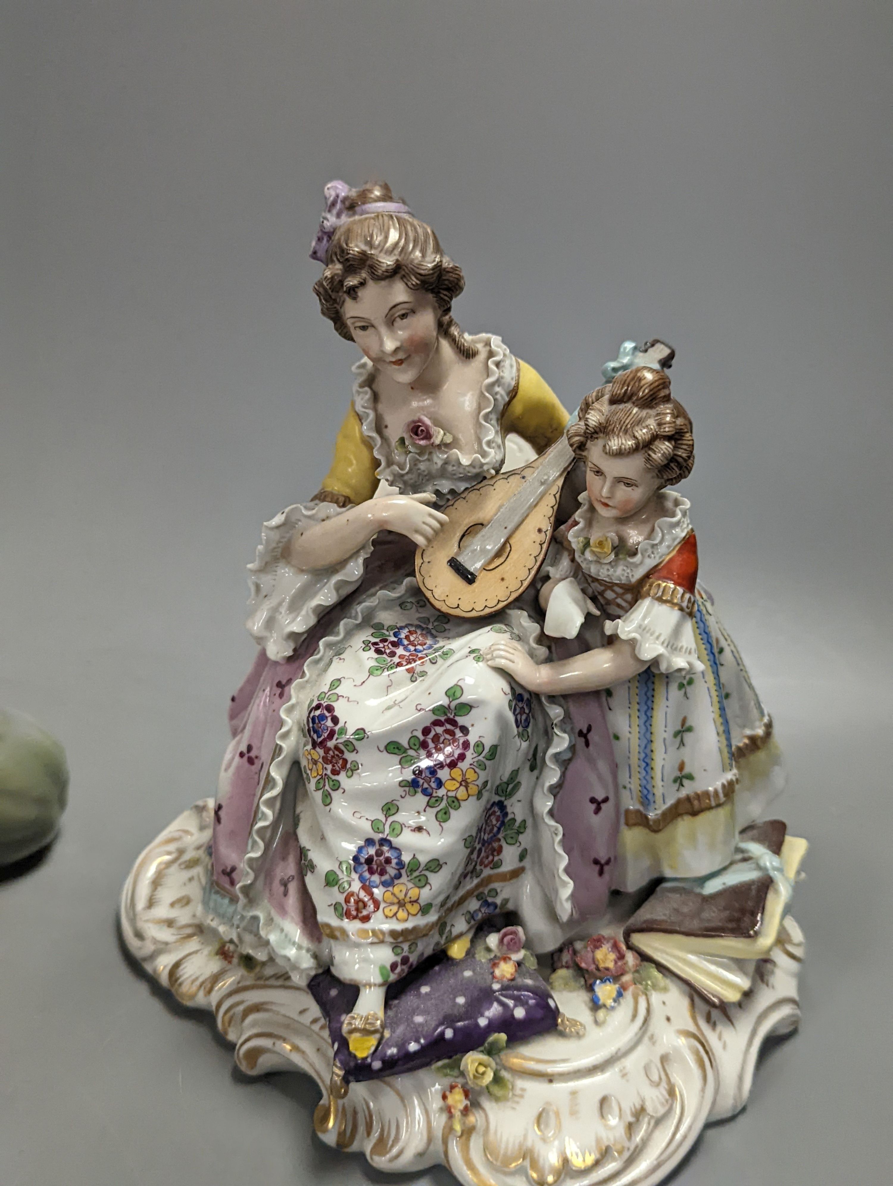 A group of Derby, Royal Worcester, Royal Copehagen and Herend models including a figure group, tallest 16.5cm (6)